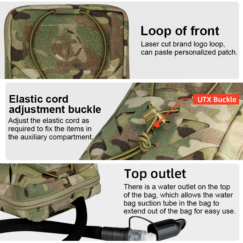 TOPTACPRO Tactical Hydration Pouch Bag w/ 1L Hydration Bladder MOLLE Laser