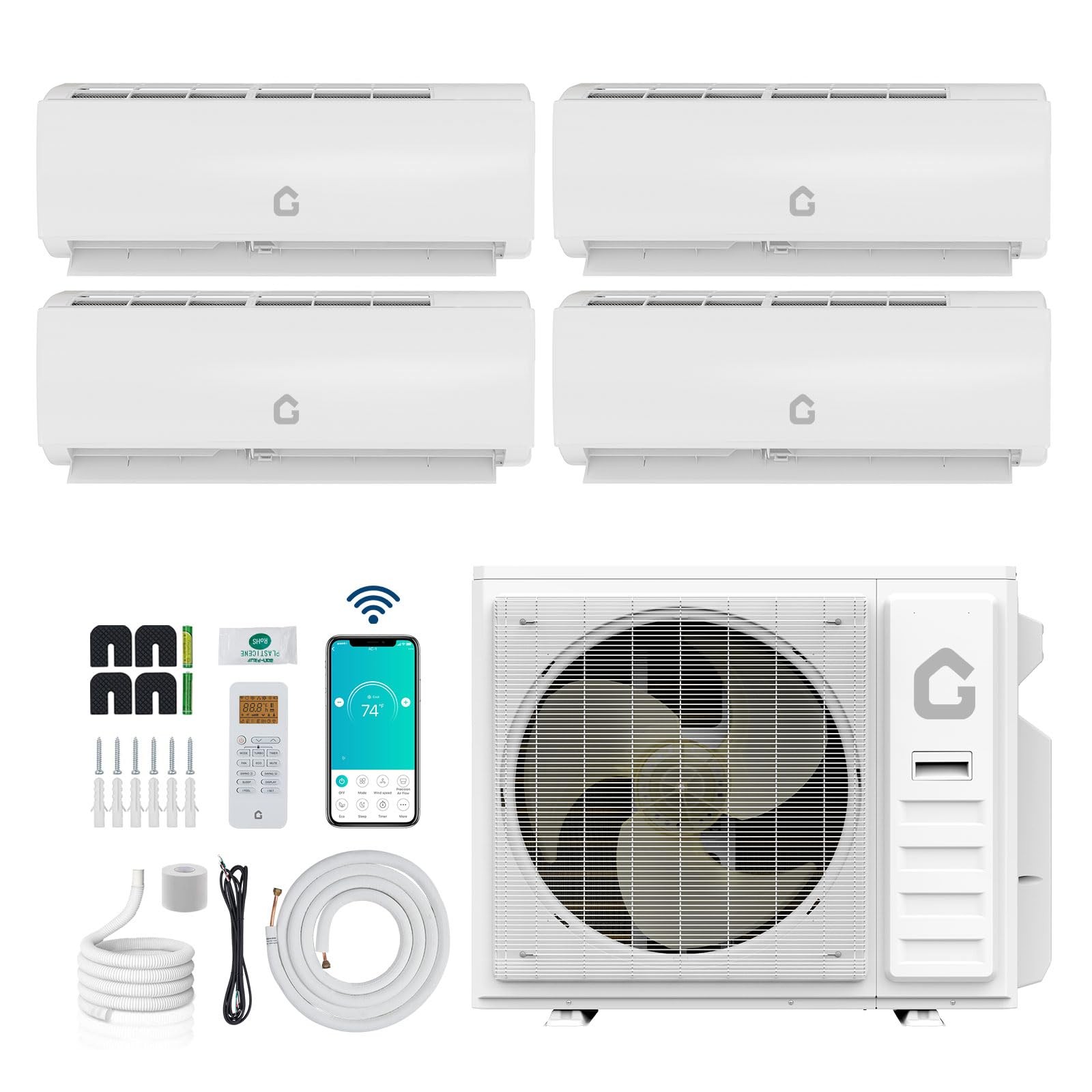 4 Zone Mini Split 35000BTU Quad Zone Mini Split Air Conditioner 16Ft Copper Line