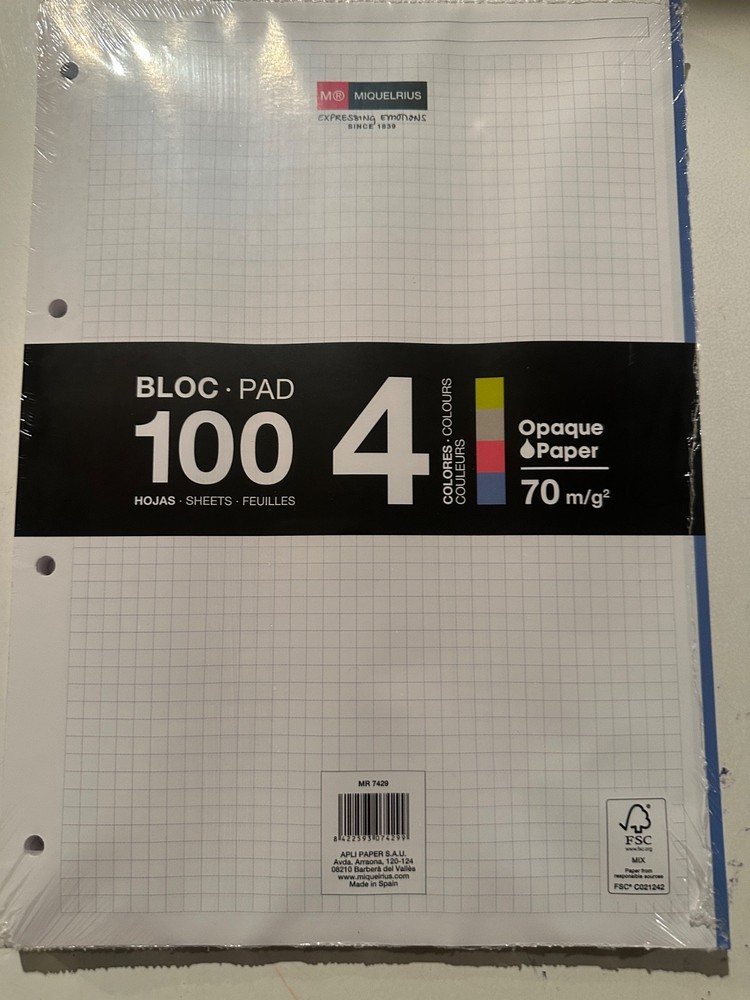 MIQUELRIUS NOTEPAD FILLER - GRAPH A4 4-SUBJECT