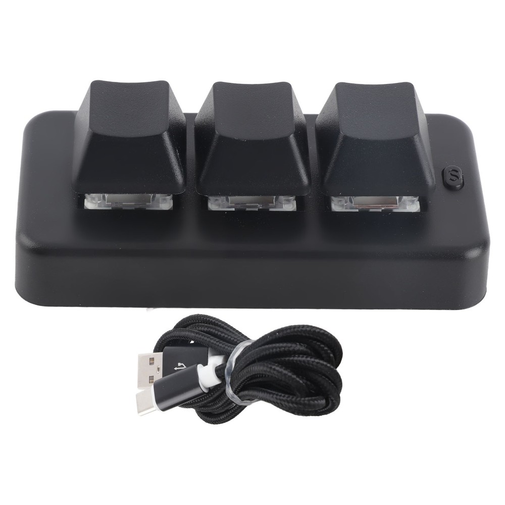 Black 3 Key Keypad RGB Backlit 3 Keys USB Interface Mini Mechanical Program