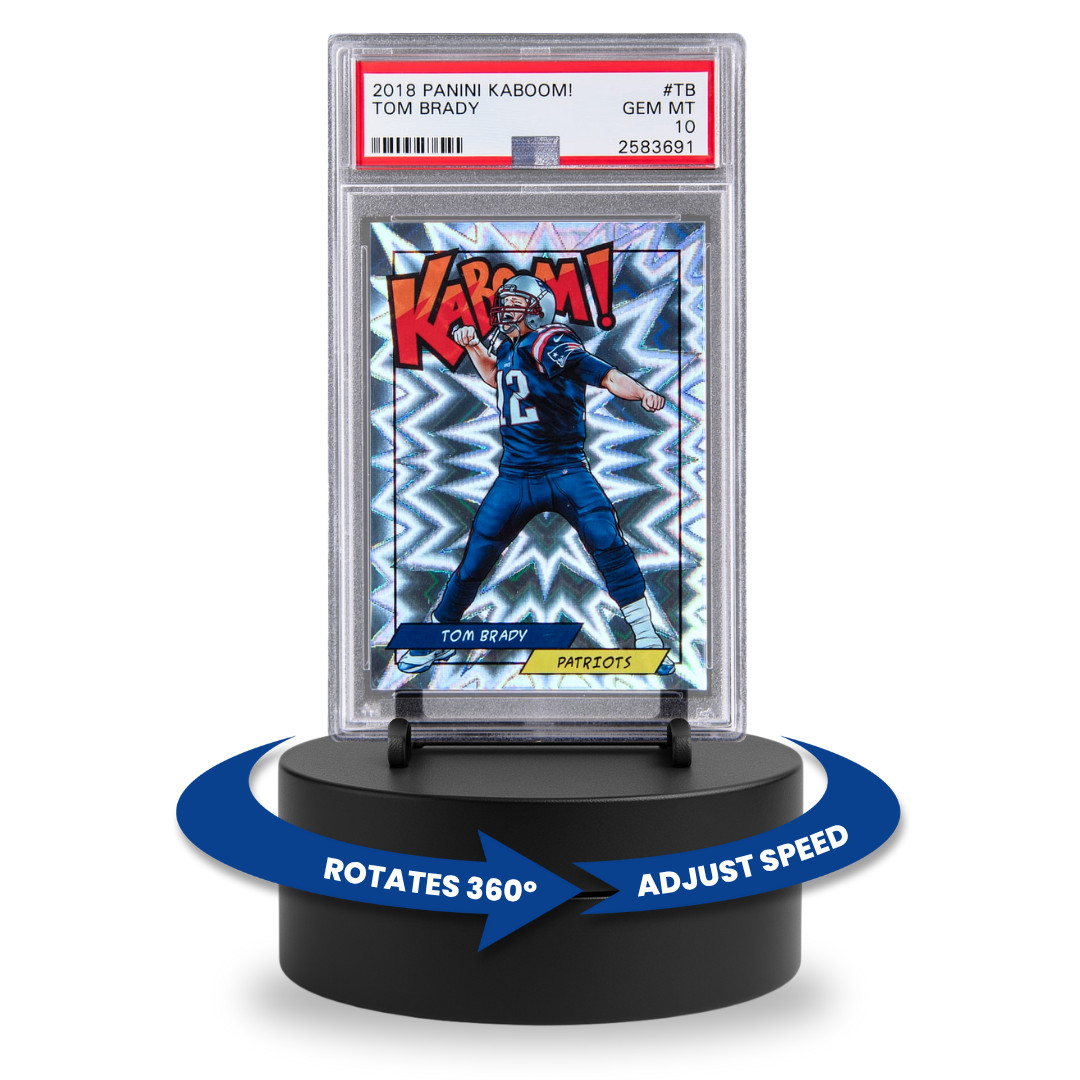 Sports Trading Card Rotating Display - Adjustable Speed Spinning Stand Holder