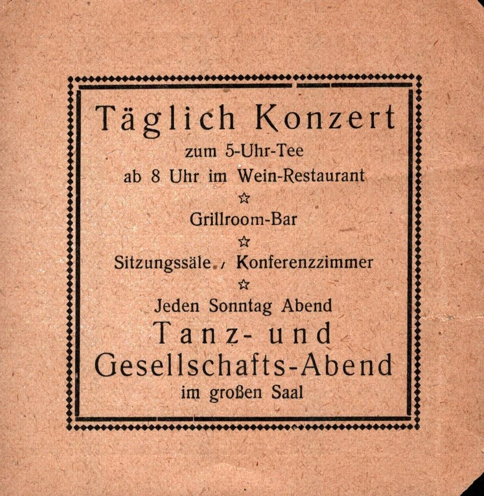 Hillmann's Hotel Bremen Germany Room ID Card Daily Concerts Meals Telephone