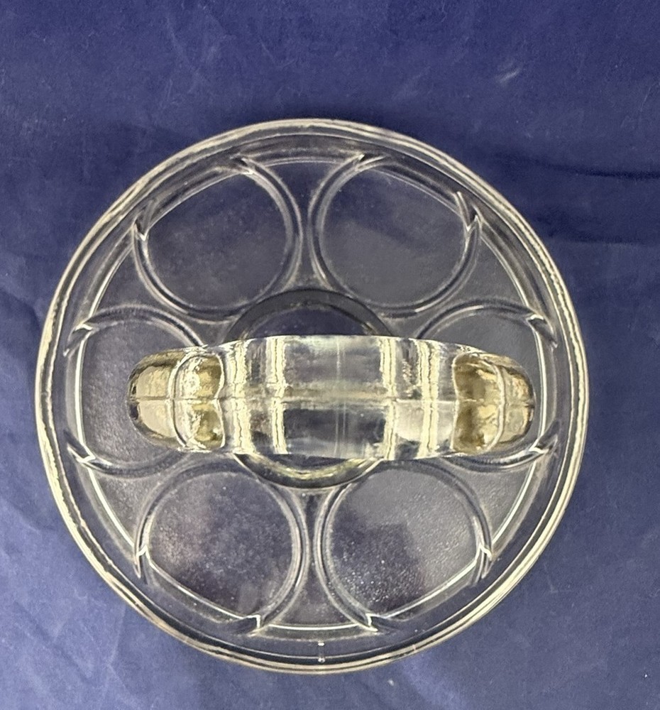 L. E. Smith Pressed Glass Clear Handled Condiment Jam or Beverage Server