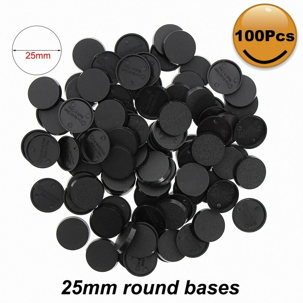 Evemodel 100pcs 25mm Round Bases for Model Wargames Table Games