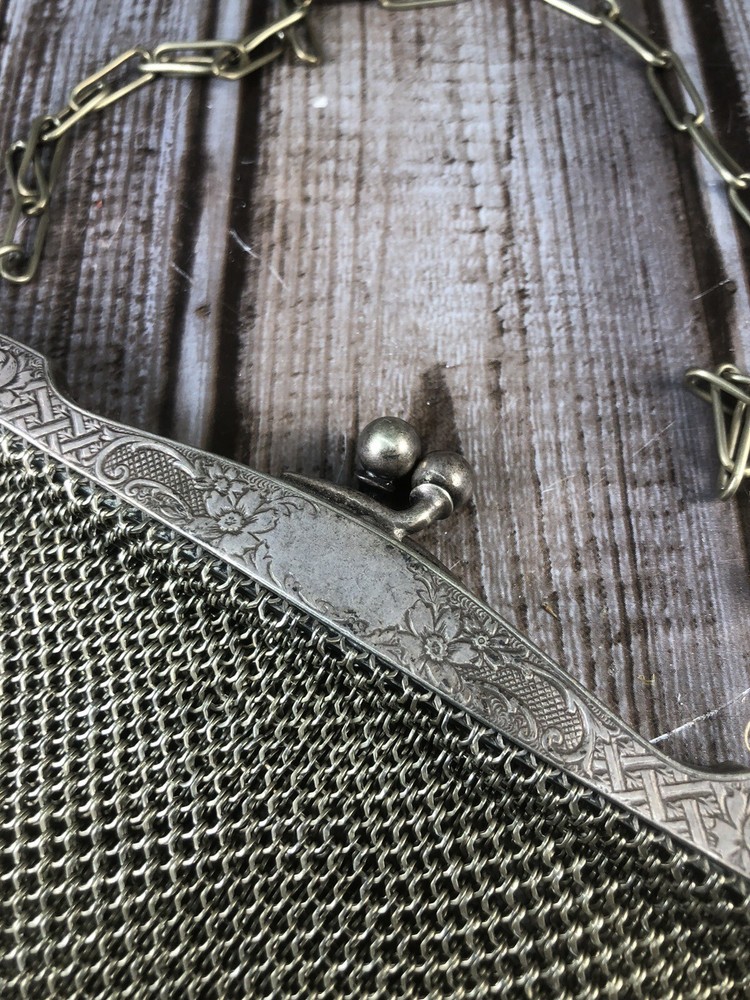 German Silver Mesh Purse Vintage Flapper