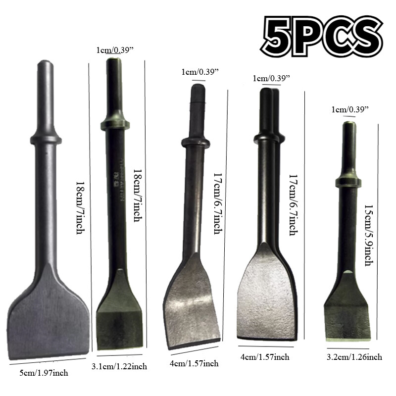 Utility Air Hammer Punch Chipping Bits Set Shank Pneumatic Chisel Tool Kit 5 PCS