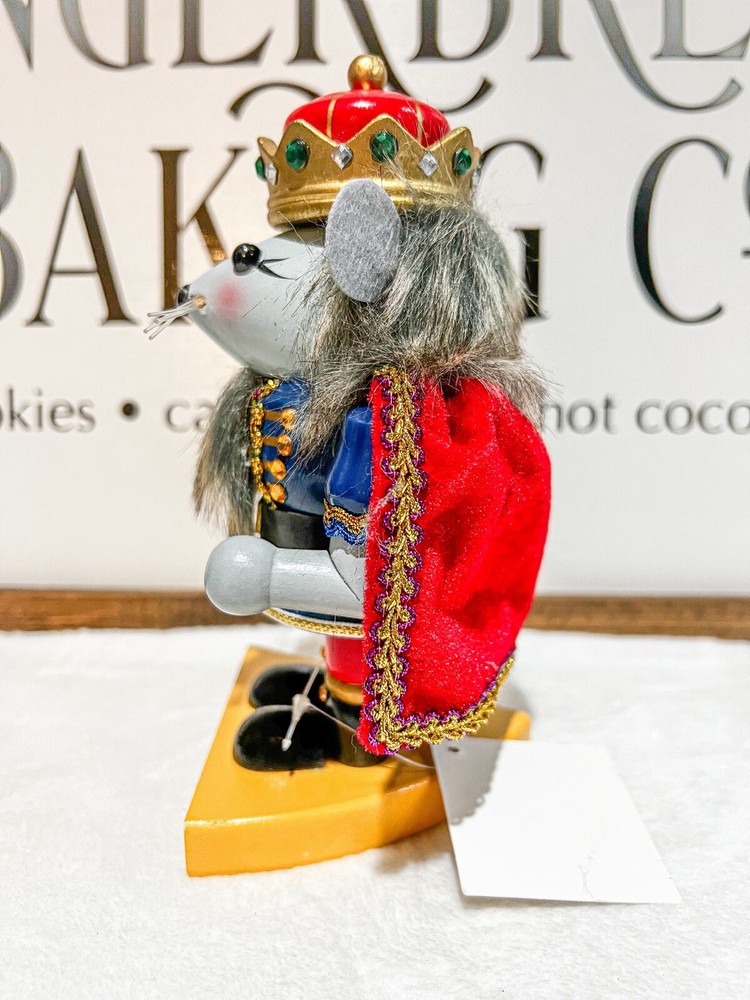 CHRISTMAS WOODEN MOUSE KING NUTCRACKER 7" NEW