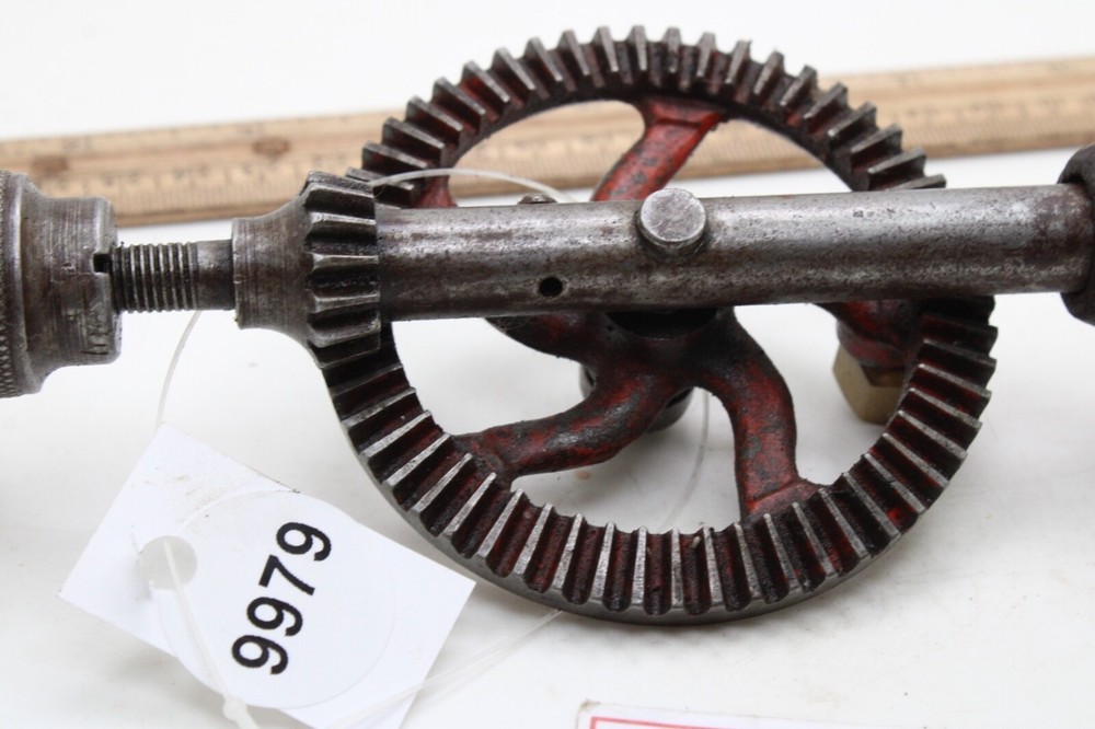 Antique 11" Hand Crank Eggbeater Drill Tool Only