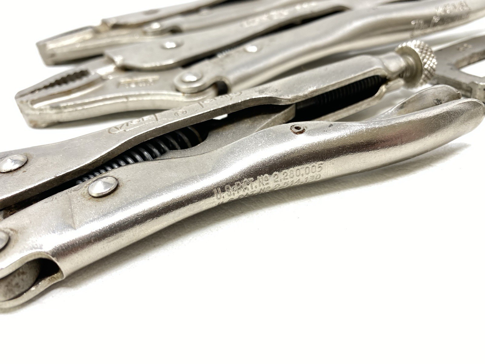 Vintage Lot of 4 Vise Grip Petersen-Dewitt USA Made Locking Pliers 10WR 7WR & 6R