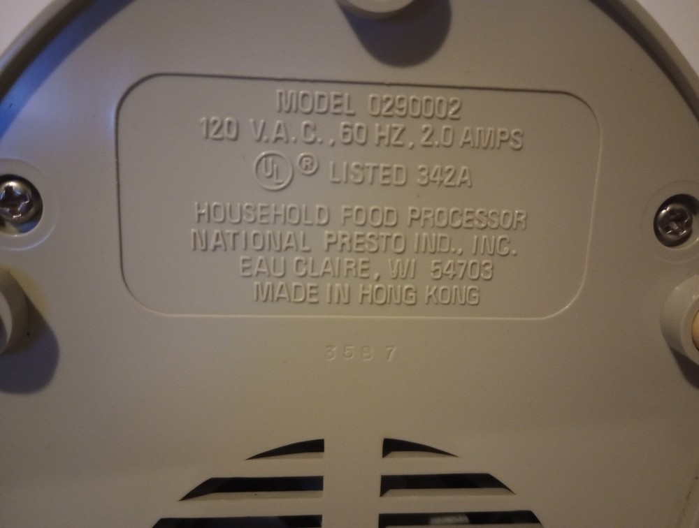 Presto Minnie Max Compact Food Processor model 0290002 Tested Works