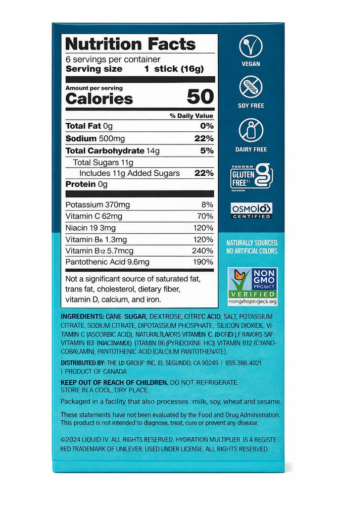 Liquid I.V. Electrolyte Drink Mix Popsicle Firecracker 30 Sticks Hydration