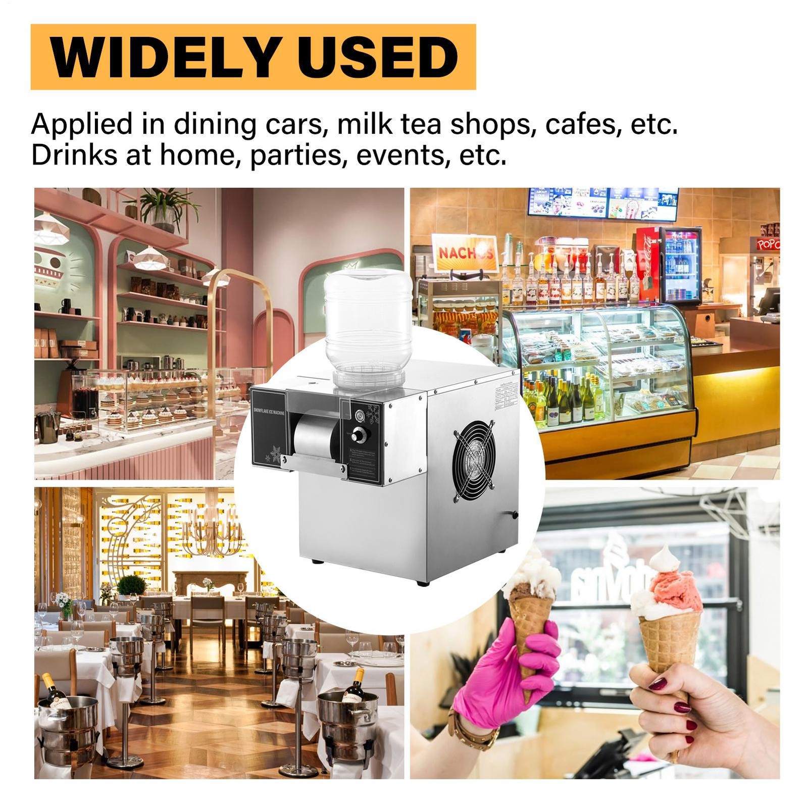 New Commercial Snowflake Ice Machine, Snow Cone Machine, Ice Shaver Slush Maker-