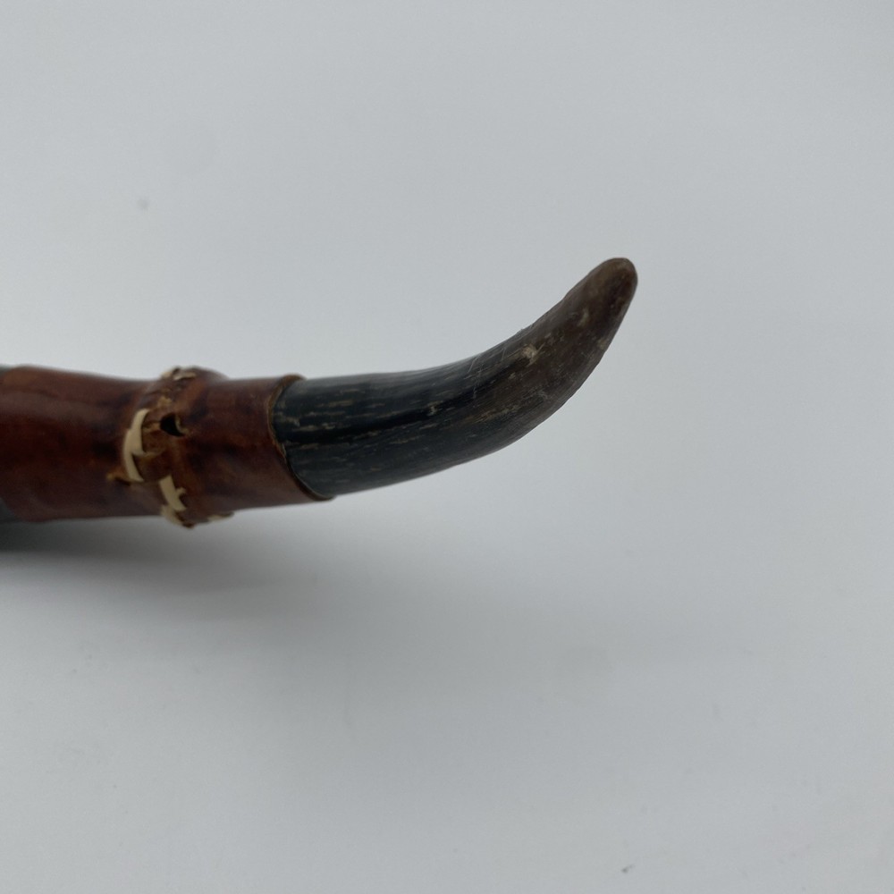 Vintage Powder Horn Muzzleloader with Leather Straps Hand Crafted