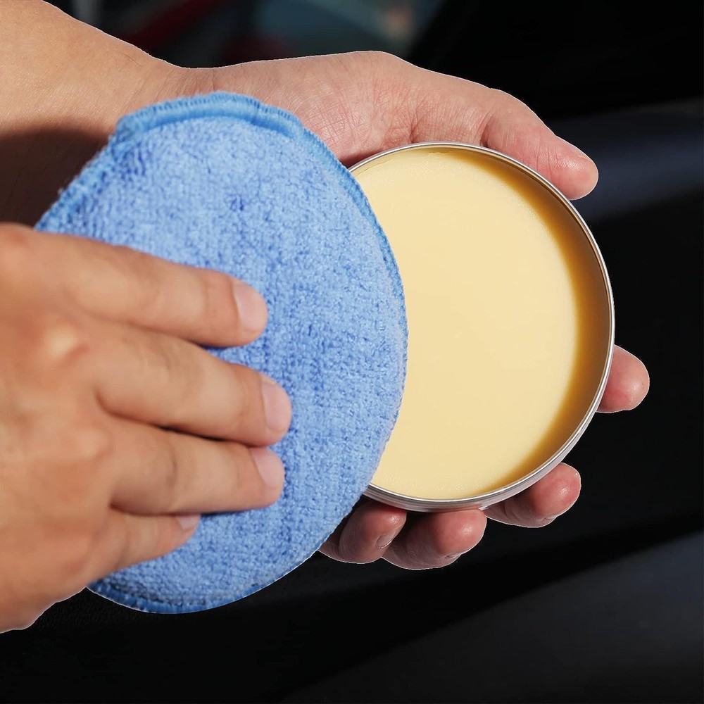 Six-pack microfiber car wax applicator pads.