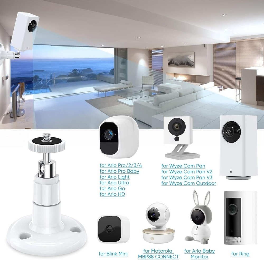 Sturdy Security Camera Mount for Wyze Cam with 360-Degree Adjustability, 2-Pack