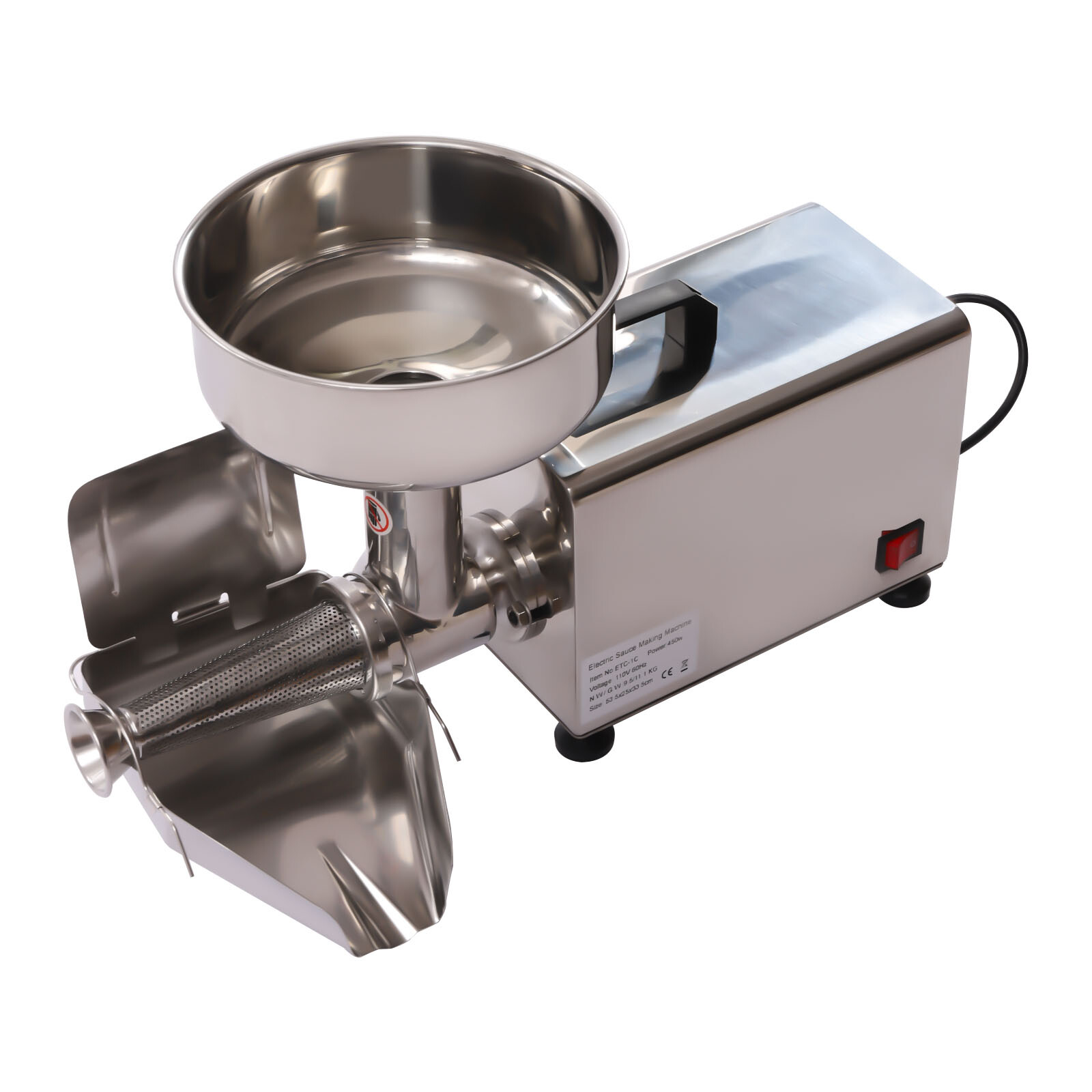 Electric Stainless Tomato Strainer Tomato Press Sauce Maker Machine 450W 110V