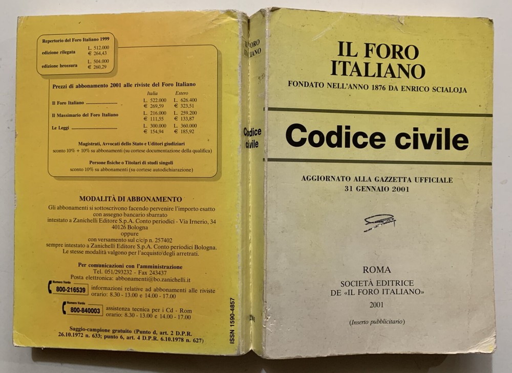 CIVIL CODE IL FORO ITALIANO 2001