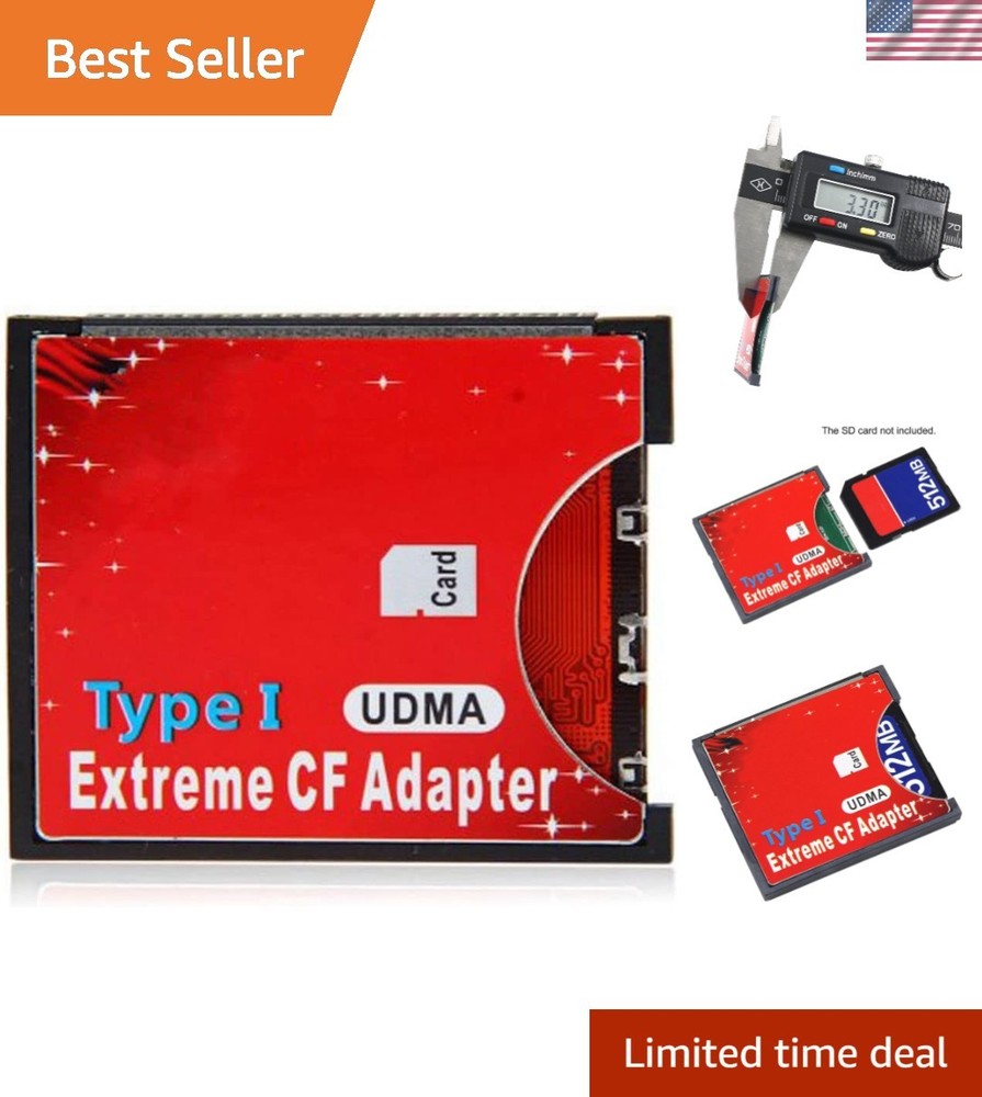 SD SDHC SDXC to CF Type I Compact Flash Memory Card Adapter Reader Support16/...