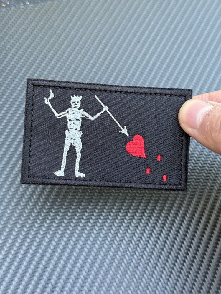 Blackbeard Pirate navy Seal DEVGRU Tactical morale Patch Hook Loop 3.2” Black