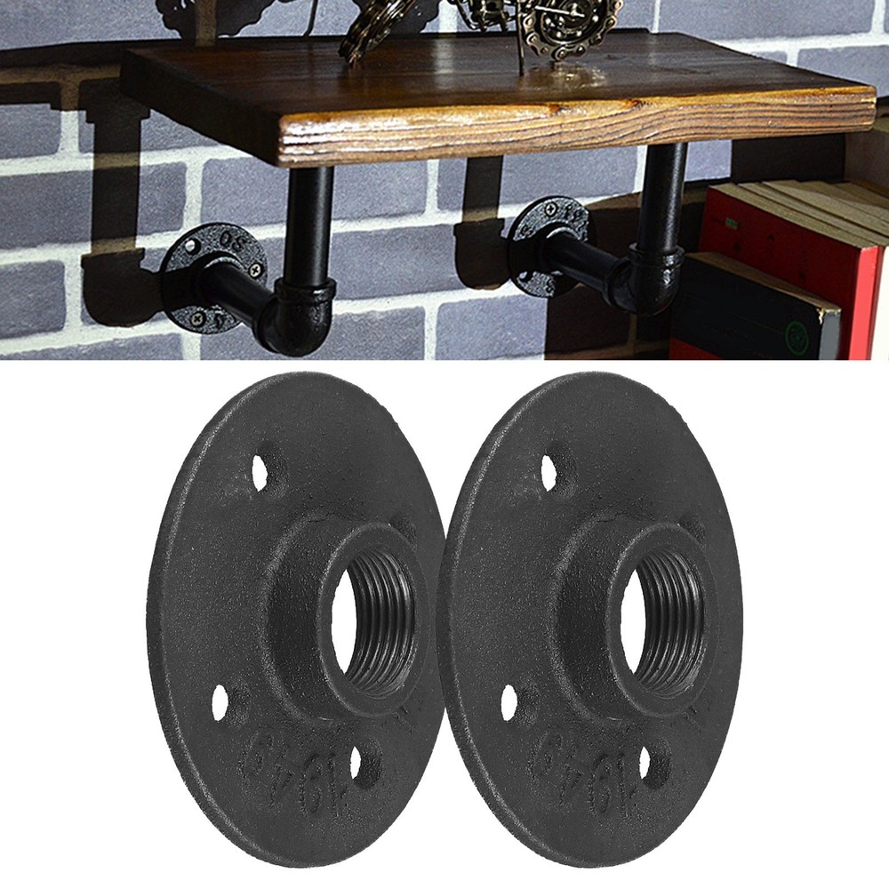 34 Black Iron Pipe Flange 2 Pack with Threaded H for Easy Installation