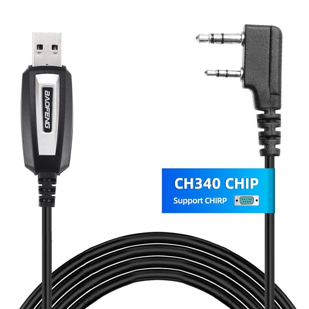 CH340 USB Programming Cable for Baofeng & Compatible Models - Black