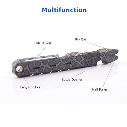 Titanium EDC Pry Bar with Nail Puller Bottle Opener Function with Multicolor
