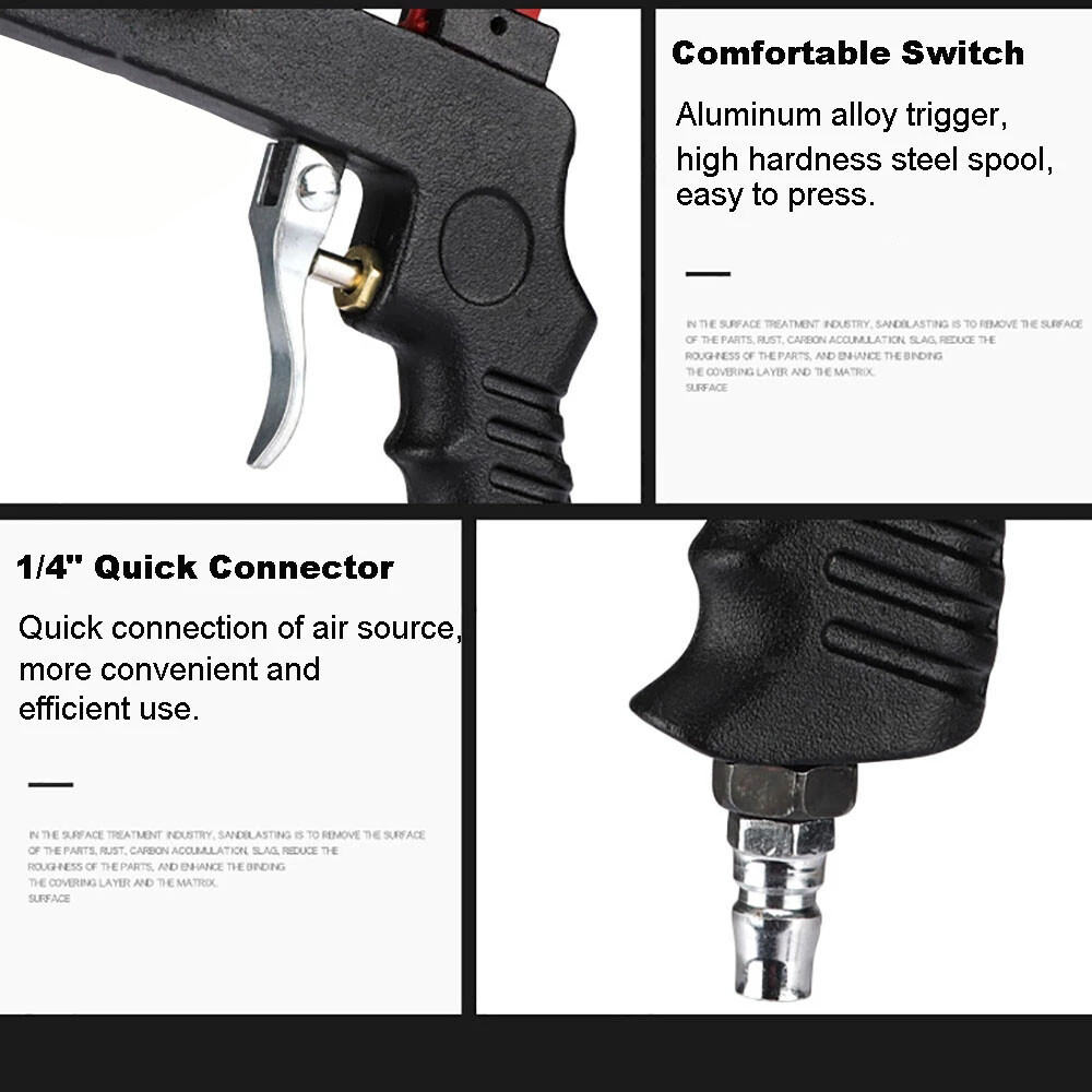 Handheld Gravity Feed Pneumatic Sandblasting Gun Sand Blaster Spray Remove Tools