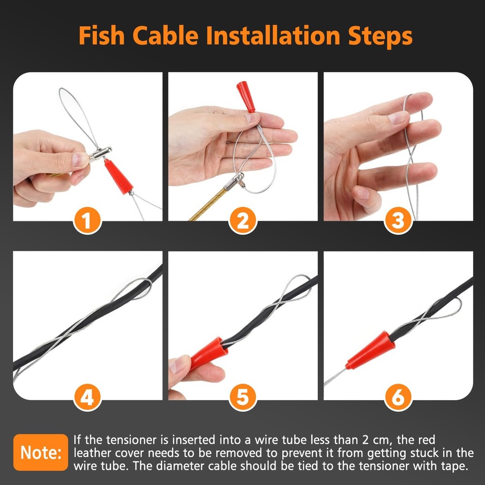 50FT Fish Tape Wire Puller Through Wall Wire Threader OD 7mm, Fish Cable Fast...