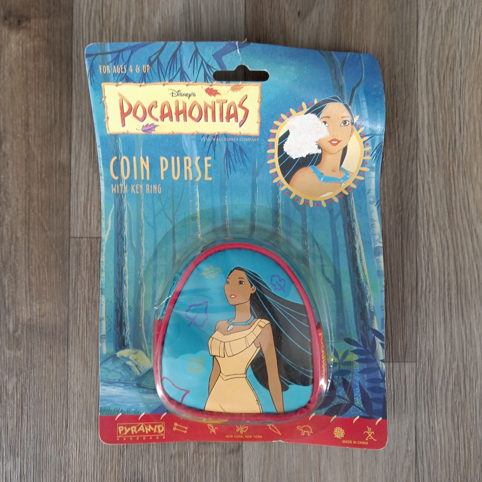 Vintage 90s Disney Pocahontas Coin Purse With Key Ring For Ages 4 + By Pyramid