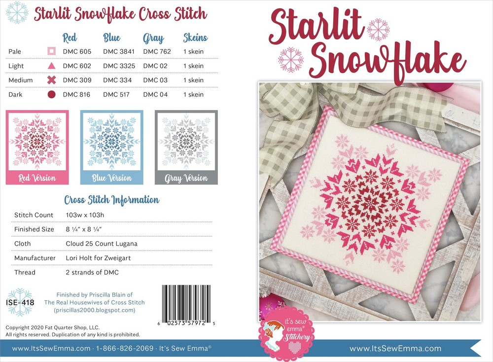 It's Sew Emma Cross Stitch Pattern  Starlit Snowflake