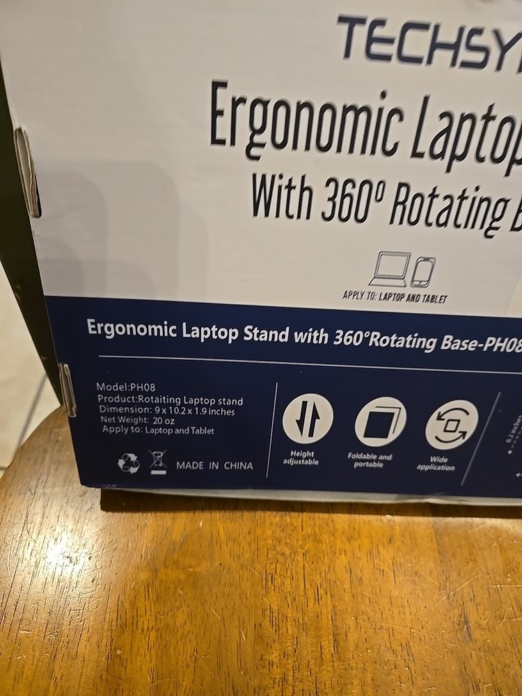 Laptop Stand with 360° Rotating Base, Ergonomic Adjustable Notebook Stand,