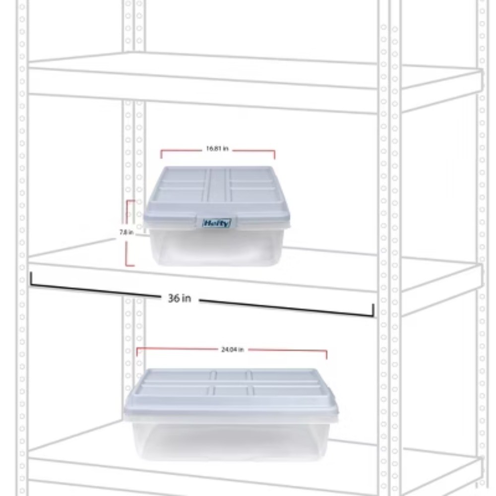 40qt Clear Plastic Storage Bin with Gray HI-RISE Stackable Lid: Snap Closure