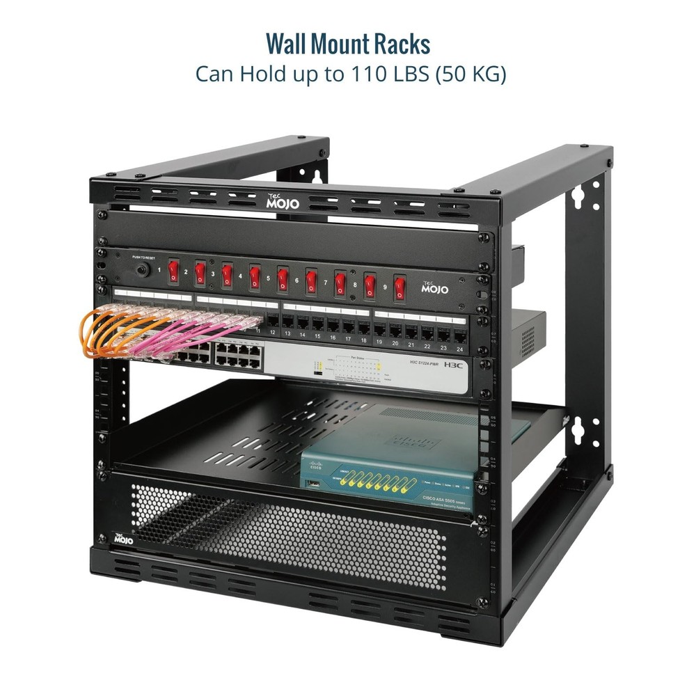 Tecmojo 9U Fixed Wall Mount Network Rack 15.8inch Depth 9U/15.8" Depth, Black