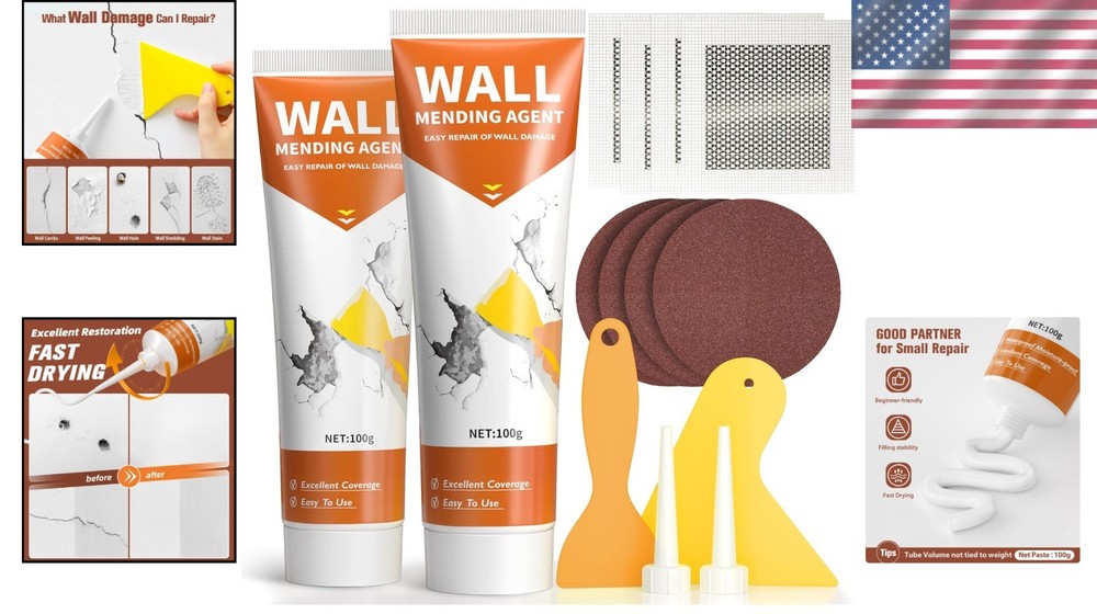 Drywall Repair Kit: 2 Pack Wall Patch Agents for Efficient Home Fixes
