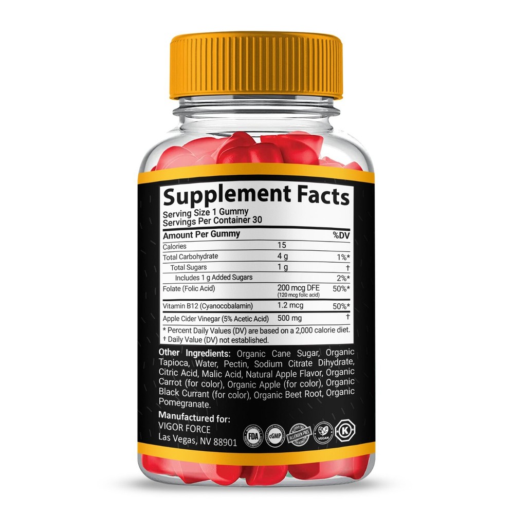 Vigor Force Gummies Supplement, Max Strength, VigorForce Energy Boost (5 Pack)