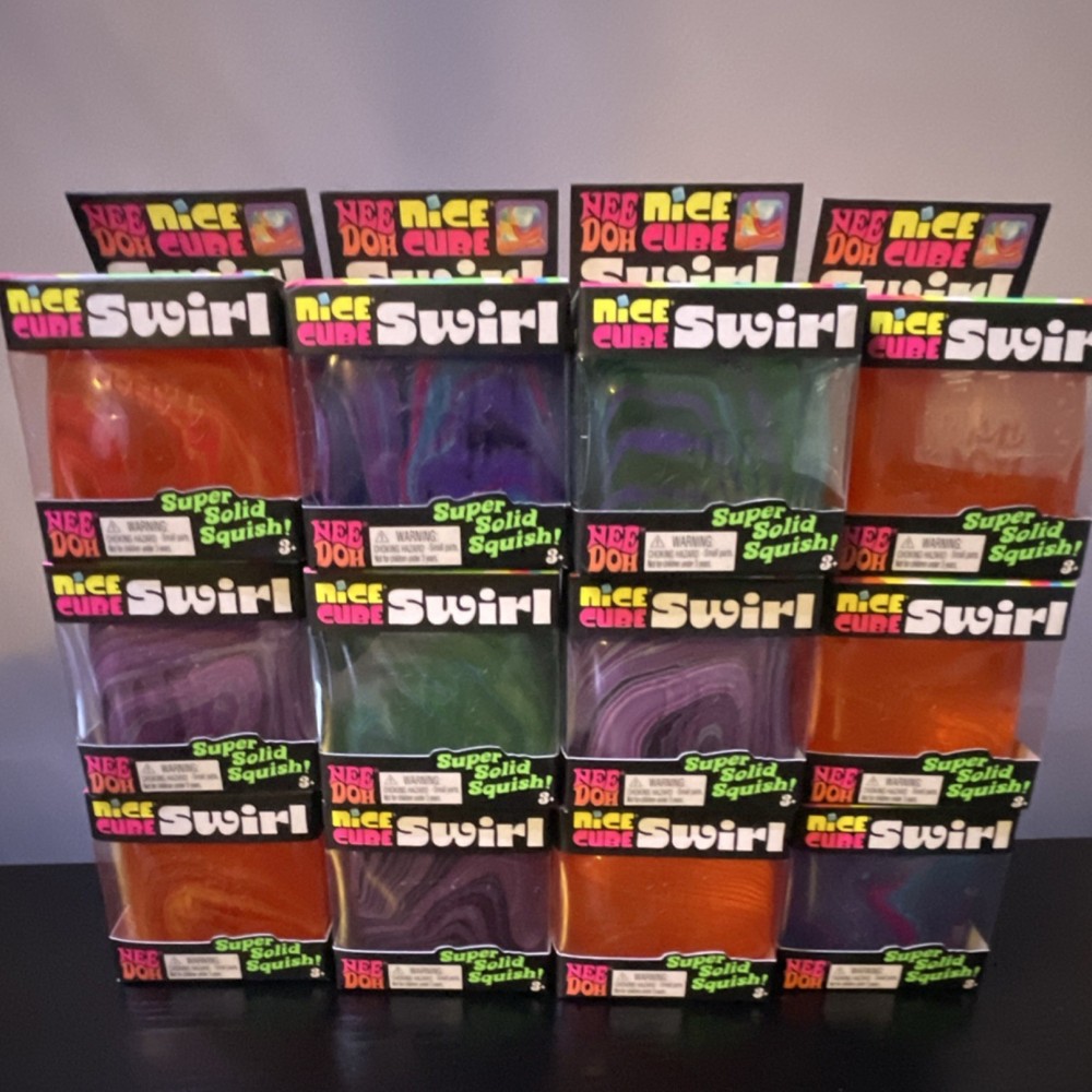 Nee Doh Nice Cube Swirl Super Solid Squishy Toy Multicolor Limited Edition