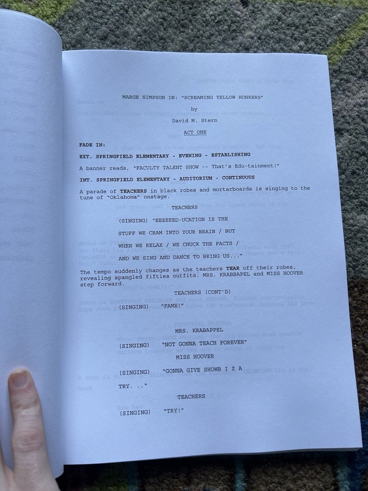 The Simpsons Original Script 1999 S 10 Ep 15 Table Draft