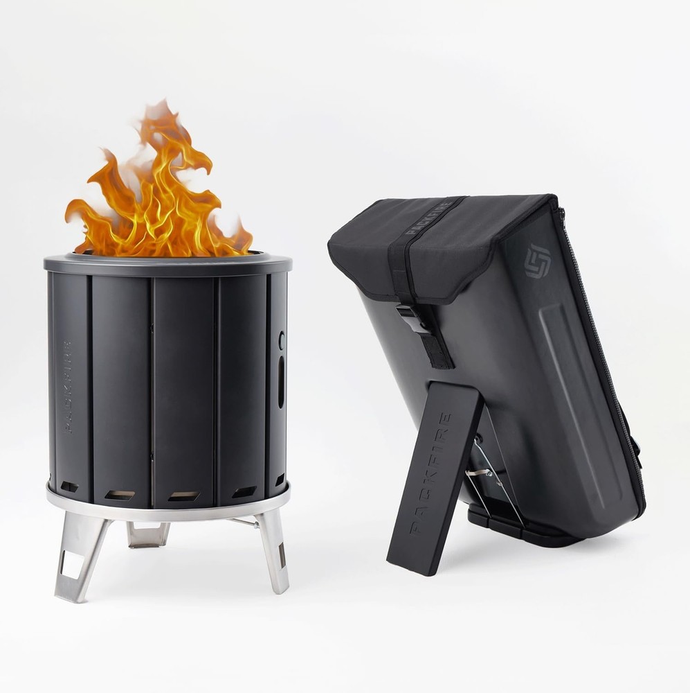 Portable Camping Fire Pit - Packable Fold-Flat Design, Smokeless Burn, Stainl...