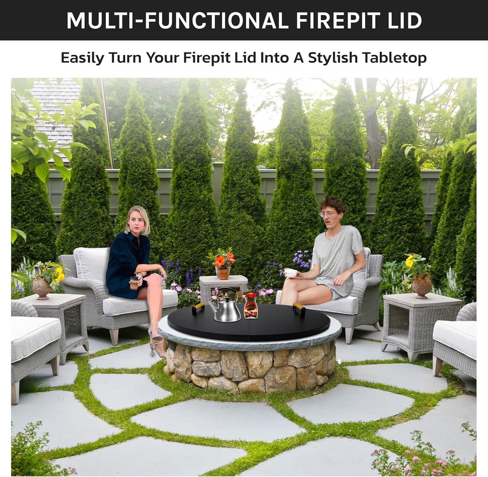 FEBTECH 42" Firepit Lid Round - Compatible for Fire Pit Inside Up to 40"