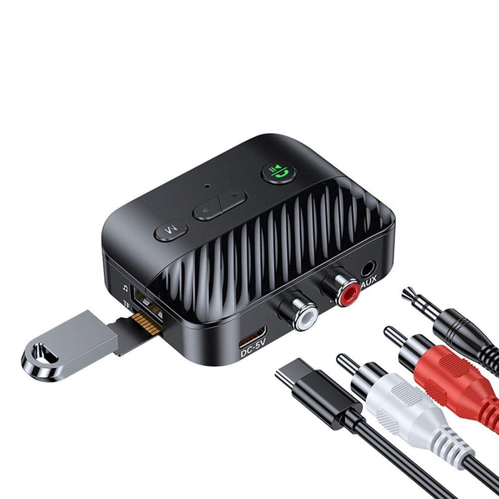 Bluetooth 5.3 Receiver Adapter Wireless 3.5mm AUX to 2 RCA USB Audio Adapter