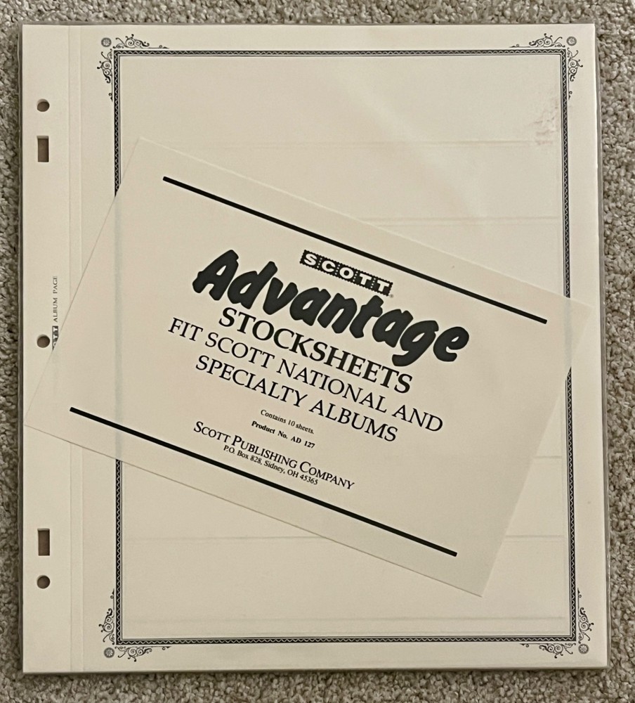New 5 row/pocket Scott ADVANTAGE Specialty hingeless stock pages/stocksheets X7