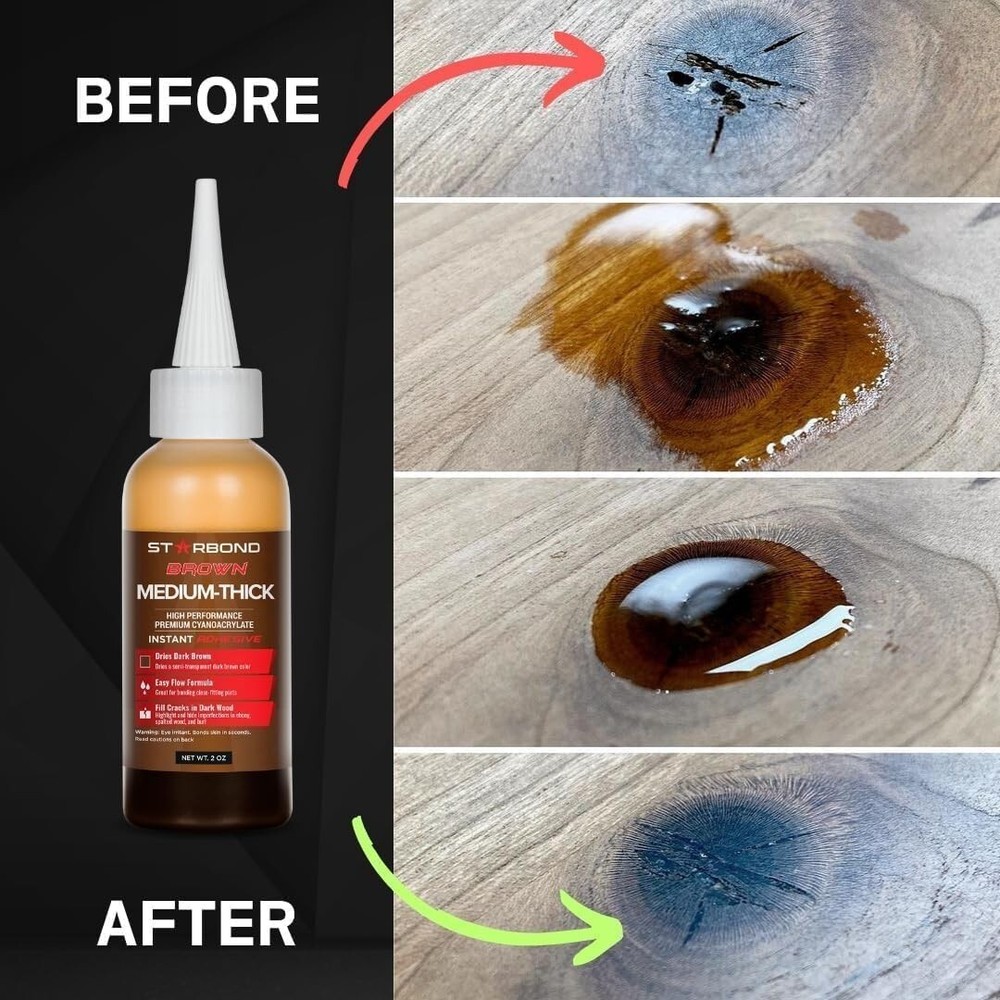 Medium-Thick Dark Brown CA Glue - Versatile Adhesive for Crafts & Woodworking