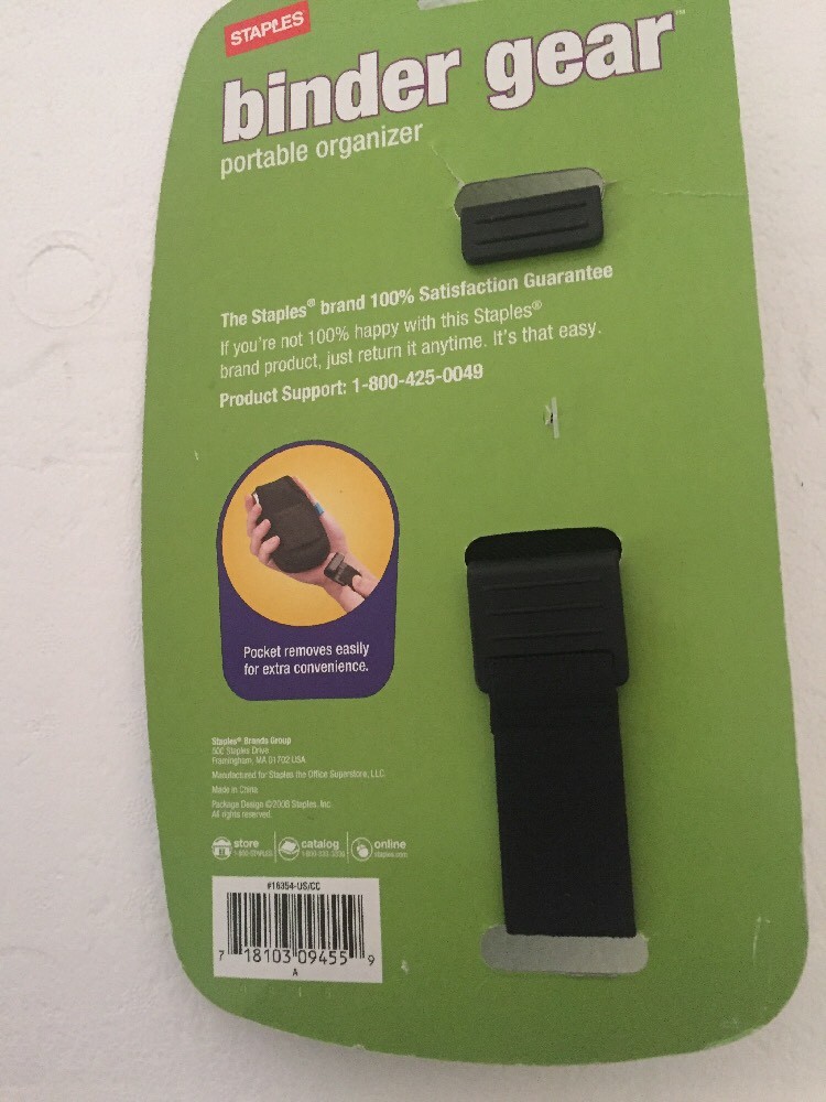 BINDER GEAR PORTABLE ORGANIZER ELECTRONICS POCKET ATTACHES EASILY INSIDE OR OUT