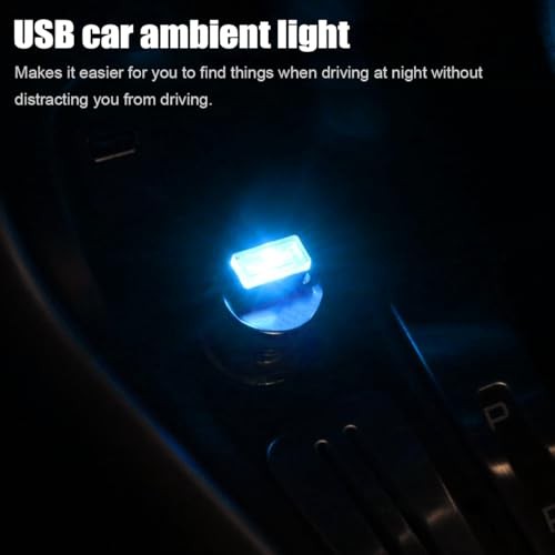 Car Interior Atmosphere Lamp, Plug-in USB Interface LED Vehicle Ice Blue