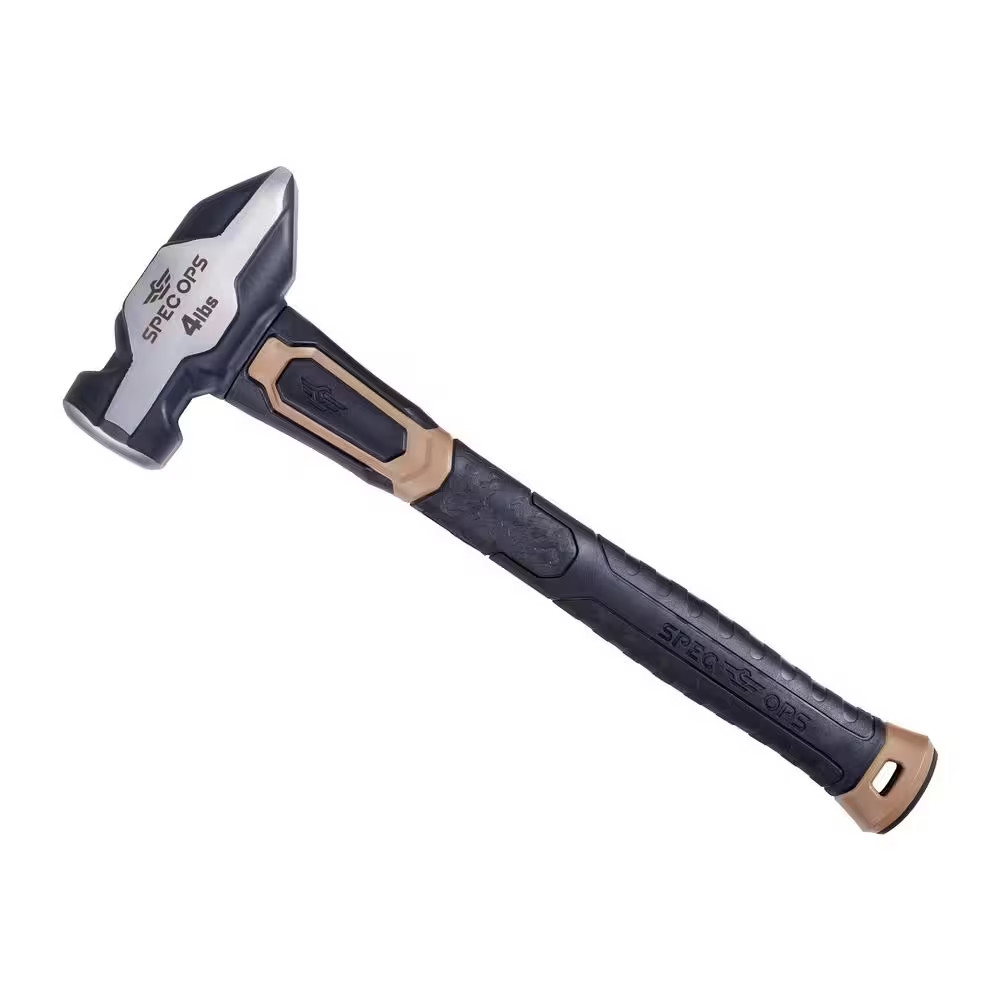 Blacksmith Hammer, 4 Lb Sledge Hammer with Removable Soft Mallet Cap and Shock A