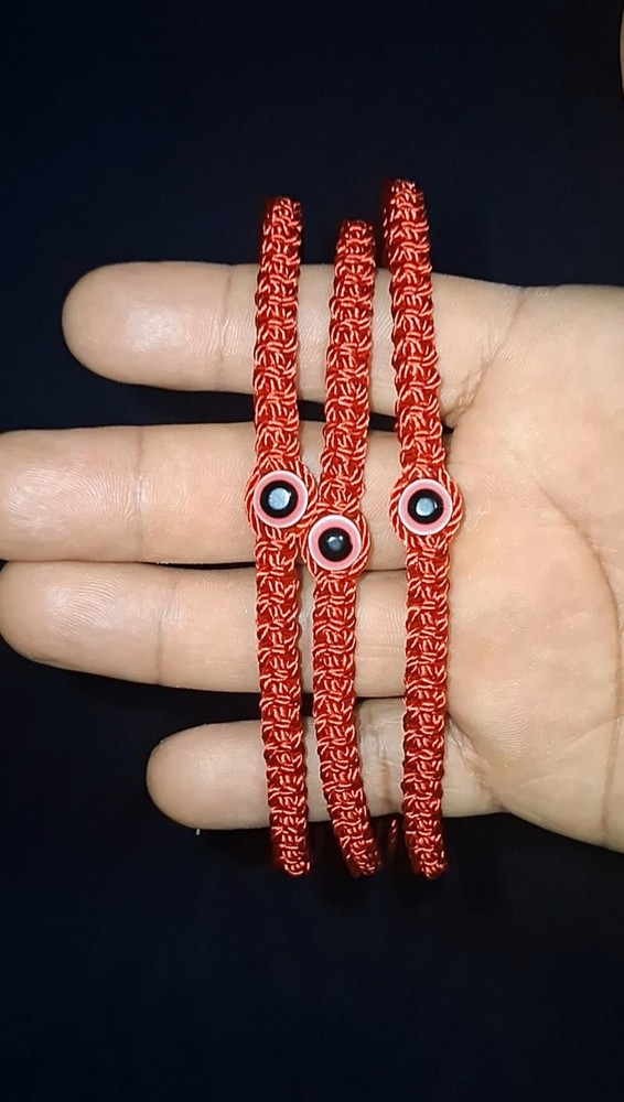 Red Braided Nylon Adjustable Charm Bracelet Tie Closure Protection Theme