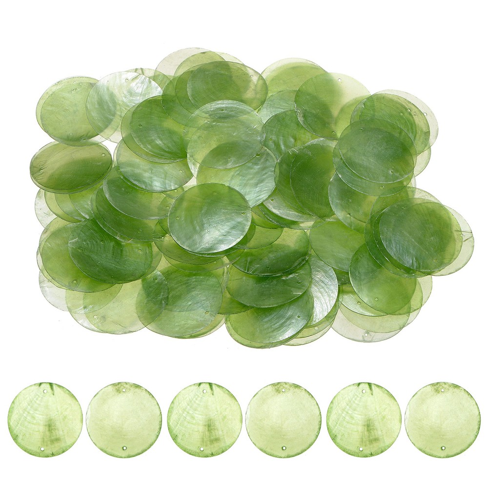 100-Pack Round Shells Pieces, 2 Inch Natural Shells for Crafts [Green]