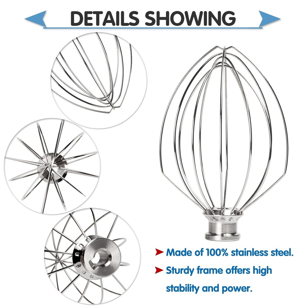 Whisk Attachment Stainless Steel for KitchenAid 5 5 Quart,