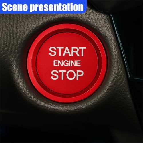 Car Engine Start Stop Push Button Cover, Aluminum Automotive Push Start Red