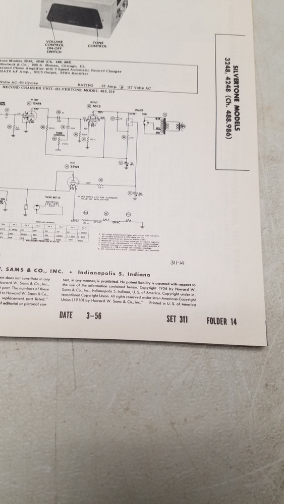 Sams Photofact Set 311 3/56 complete set (D)